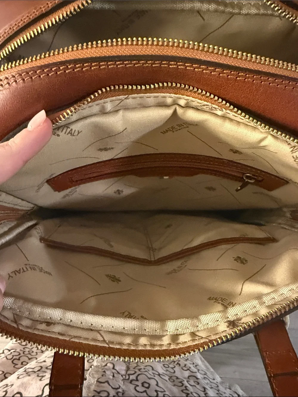Leather Men’s Backpack Tote in Cognac Brown